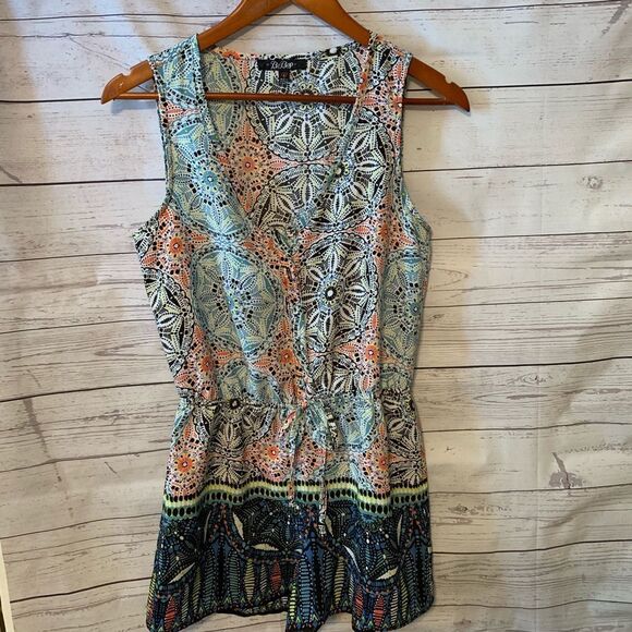 BeBop Pants - Sleeveless mosaic floral Romper
